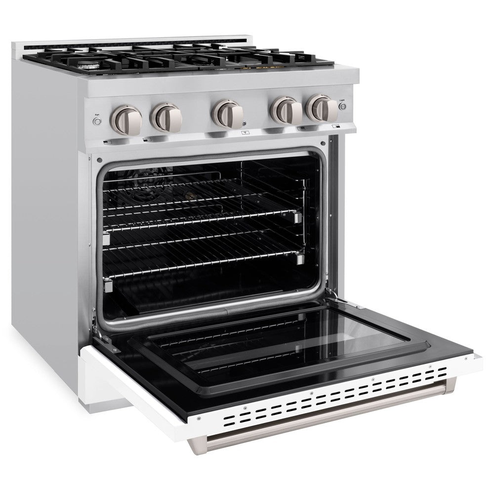 ZLINE 30" 4.2 cu. ft. Classic Dual Fuel Range with 4 Burners in Stainless Steel with White Matte Door, CDR-WM-30