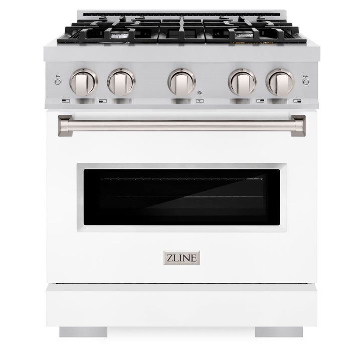 ZLINE 30" 4.2 cu. ft. Classic Gas Range with 4 Burners in Stainless Steel with White Matte Door, CGR-WM-30