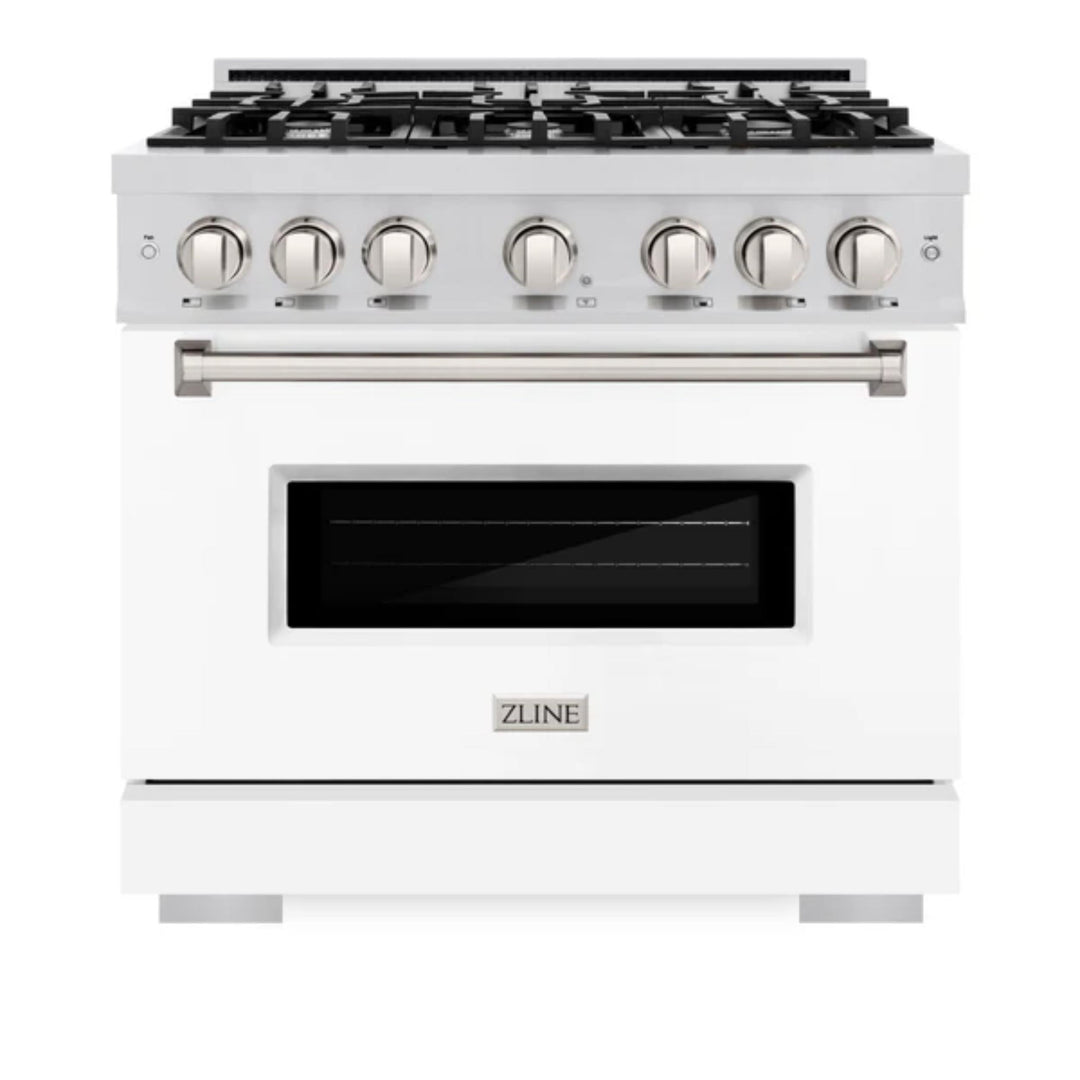 ZLINE Classic Gas Range in Stainless Steel with White Matte Doors