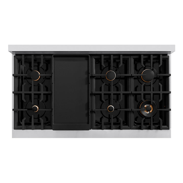 ZLINE 48 in. Legacy Gas Rangetop with 6 Brass Burners and Porcelain Cooktop in Stainless Steel with Griddle (RT-BR-GR-48)