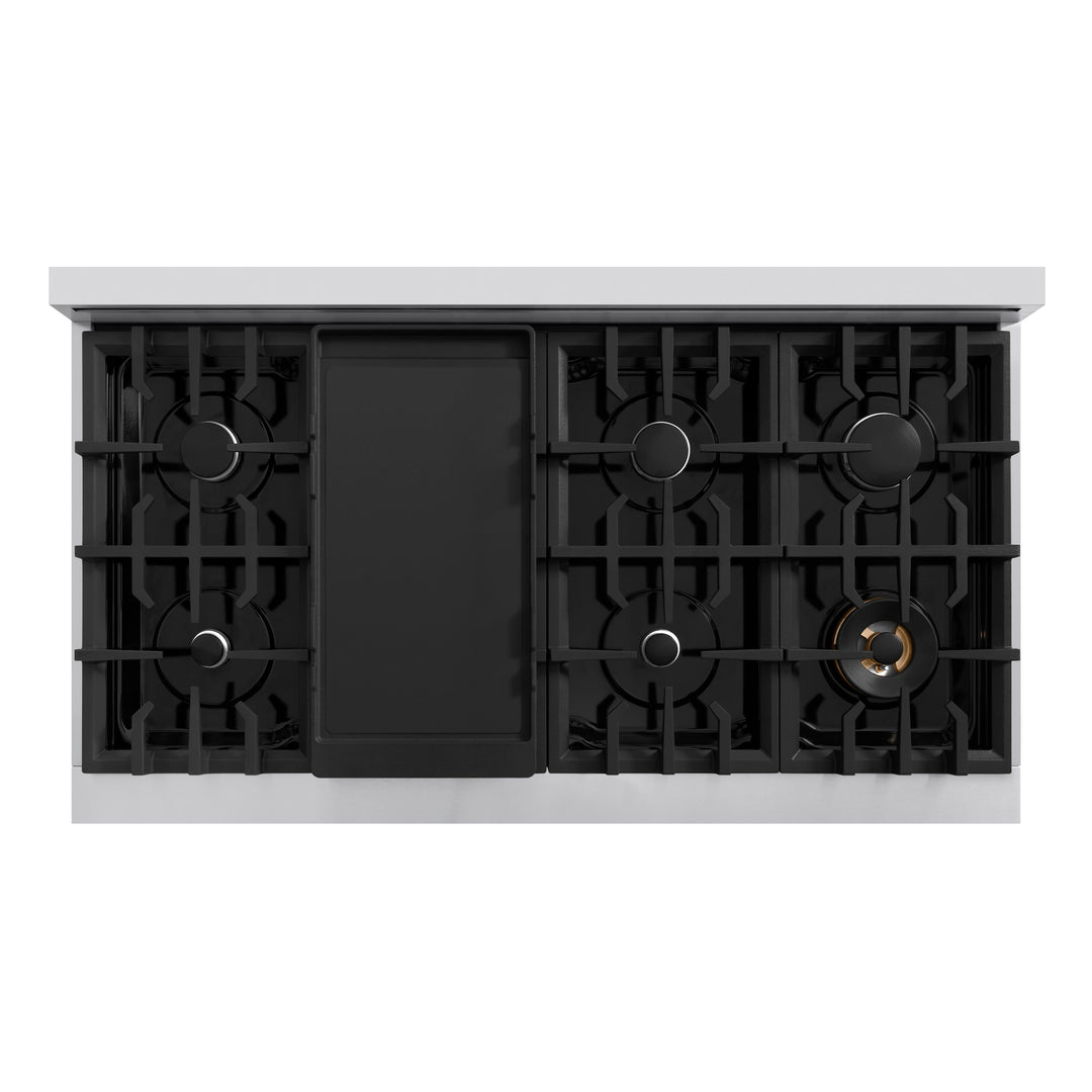 ZLINE 48 in. Classic Gas Rangetop with 8 Burners and Porcelain Cooktop in Stainless Steel with Griddle (RT-GR-48)