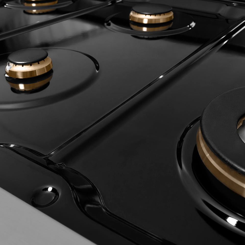 ZLINE Autograph Edition 36 in. Classic Gas Rangetop with 6 Burners and Porcelain Cooktop in Stainless Steel with Champagne Bronze Accents (RTZ-36-CB)