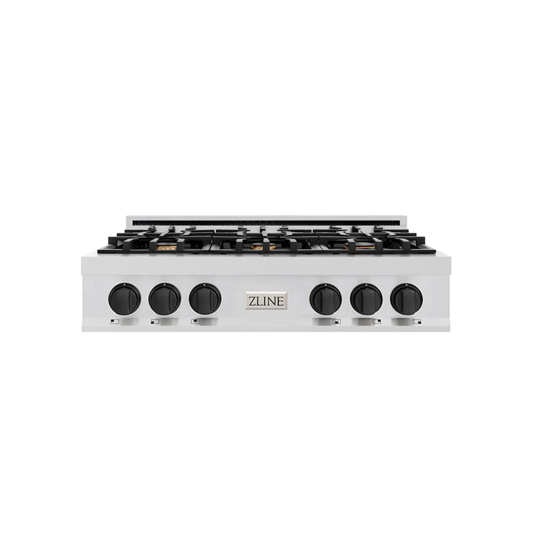 ZLINE Autograph Edition Legacy Gas Rangetops in Stainless Steel with Matte Black Accents