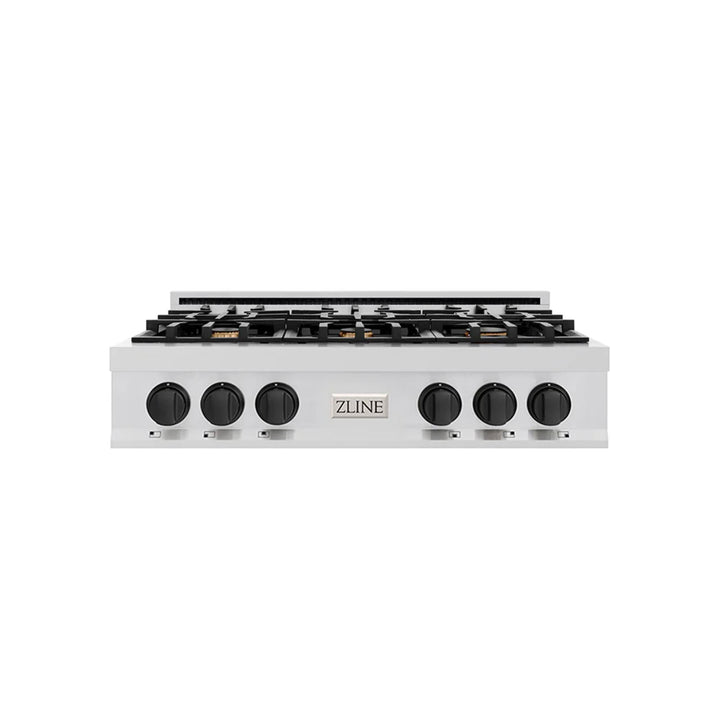 ZLINE Autograph Edition Legacy Gas Rangetops in Stainless Steel with Matte Black Accents