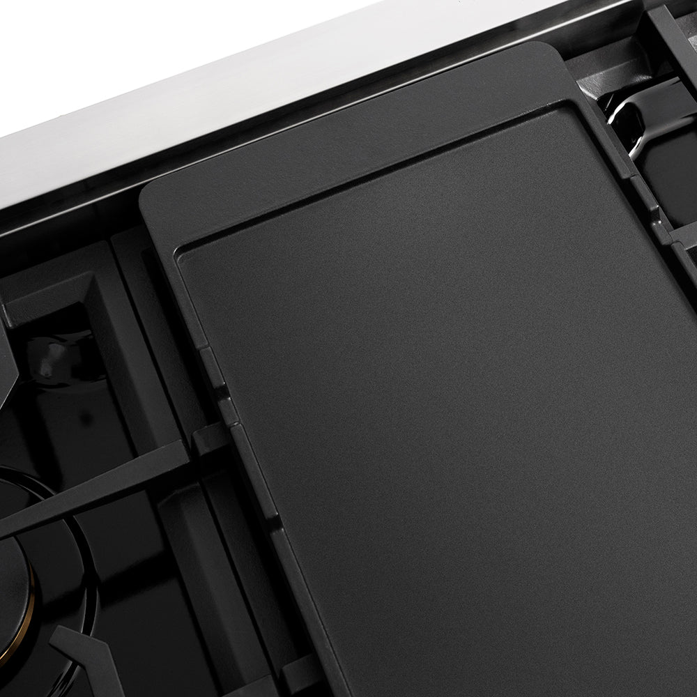 ZLINE Autograph Edition 48 in. Classic Gas Rangetop with 8 Burners and Porcelain Cooktop in Stainless Steel with Matte Black Accents (RTZ-48-MB)