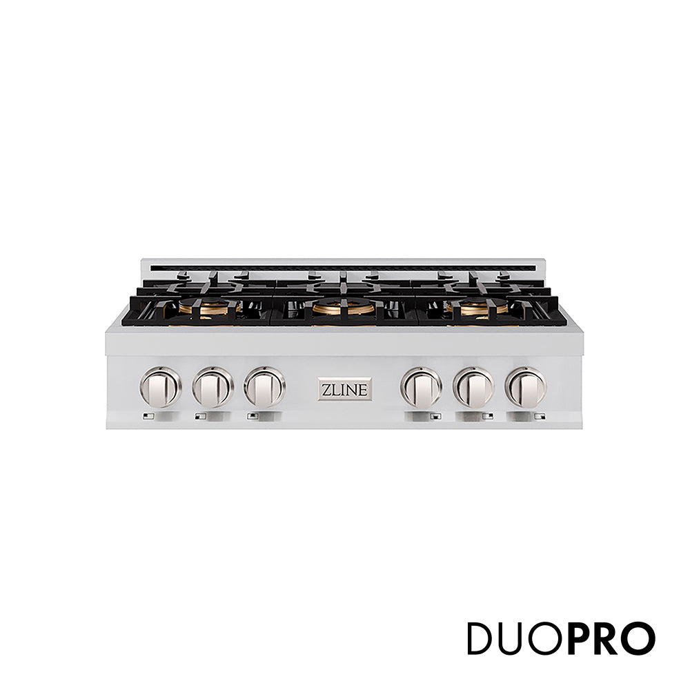 ZLINE 36 in. Classic Gas Rangetop with 6 Burner DuoPro™ Cooktop in Stainless Steel, Open Box-Excellent Condition