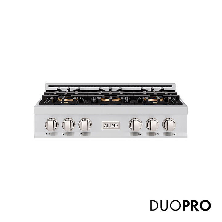 ZLINE 36 in. Classic Gas Rangetop with 6 Burner DuoPro™ Cooktop in Stainless Steel, Open Box-Excellent Condition