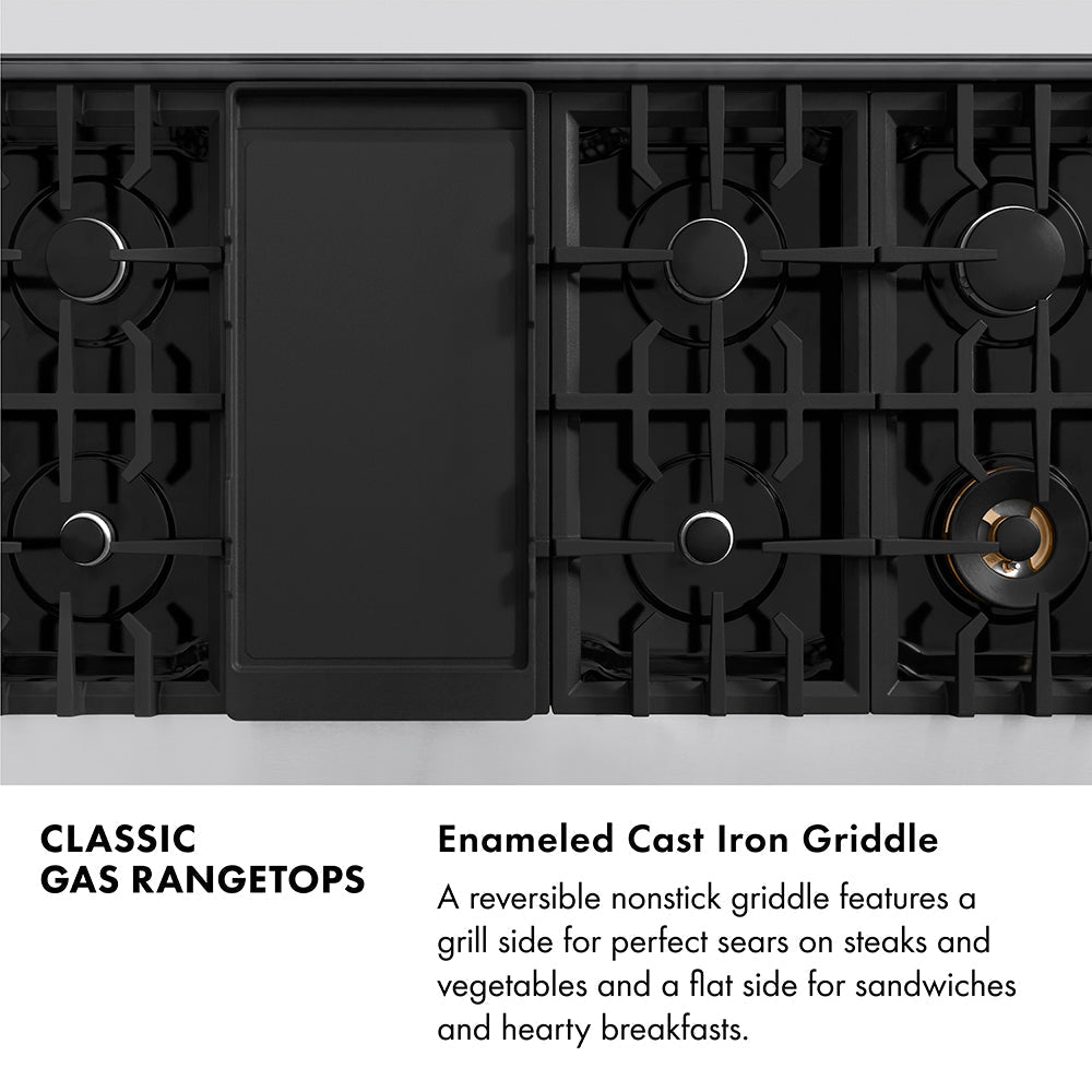 ZLINE 48 in. Classic Gas Rangetop with 8 Brass Burners and Porcelain Cooktop in Stainless Steel (RT-BR-48)