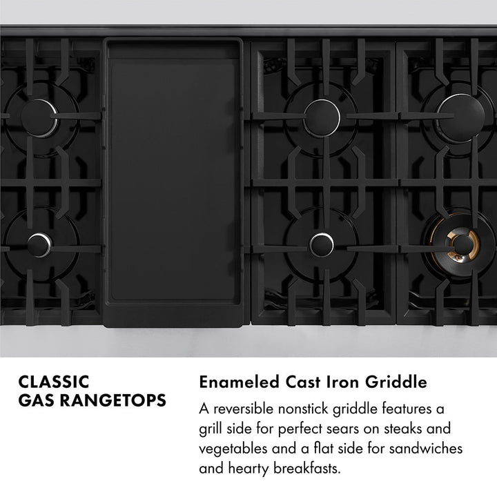 ZLINE 48 in. Classic Gas Rangetop with 8 Brass Burners and Porcelain Cooktop in Stainless Steel (RT-BR-48)
