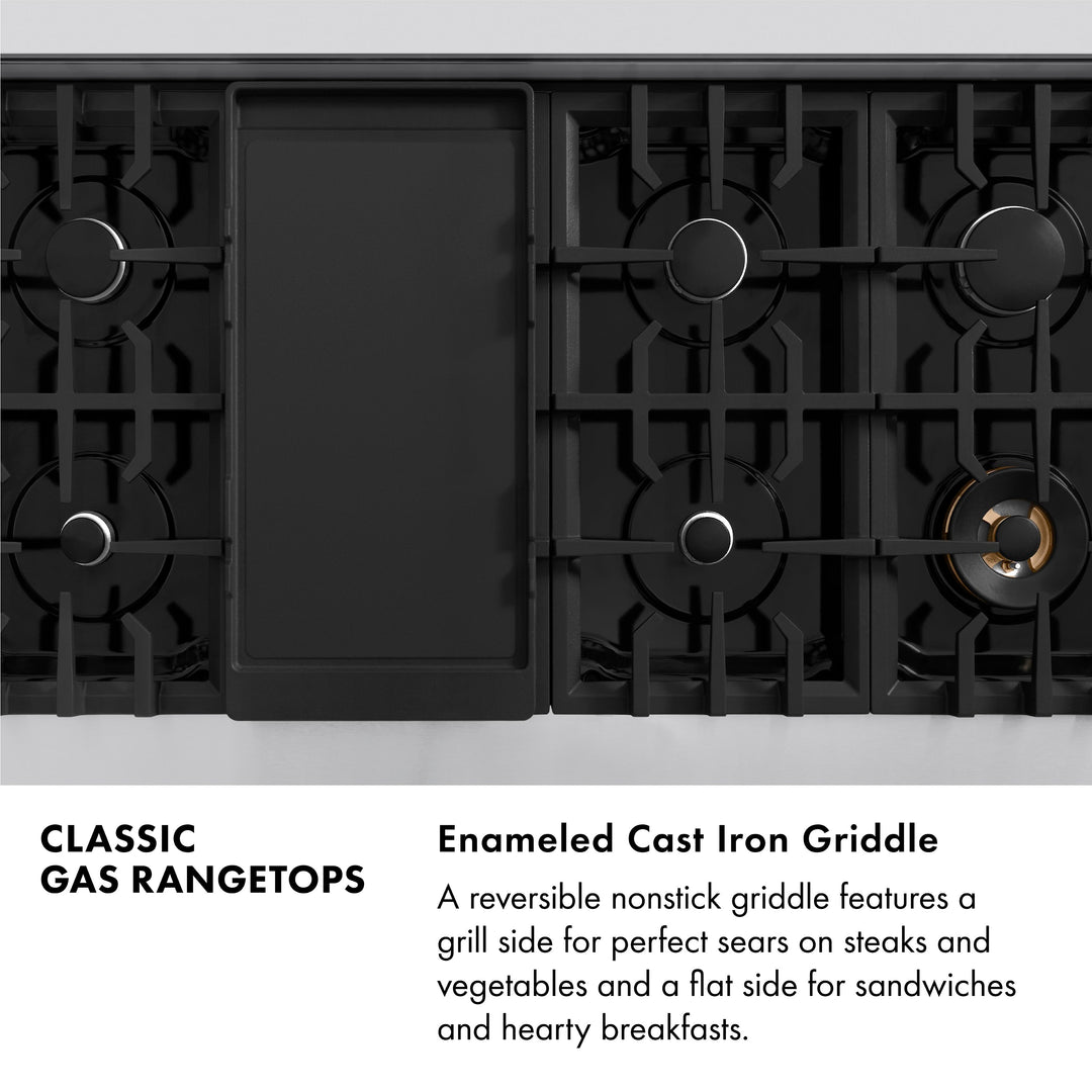 ZLINE 48 in. Classic Gas Rangetop with 8 Burners and Porcelain Cooktop in Stainless Steel with Griddle (RT-GR-48)