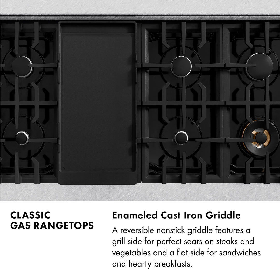 ZLINE 48 in. Classic Gas Rangetop with 8 Burners and Porcelain Cooktop in Satin Stainless Steel (RTS-48)