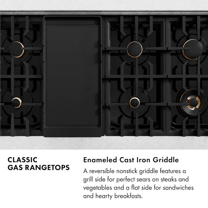 ZLINE 48 in. Classic Gas Rangetop with 8 Brass Burners and Porcelain Cooktop in Satin Stainless Steel (RTS-BR-48)