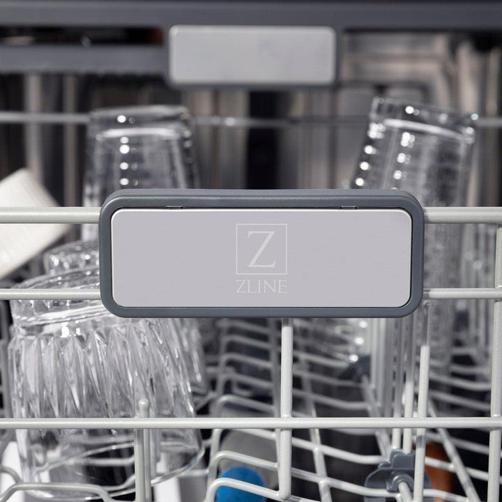 ZLINE Autograph Edition 48 in. Kitchen Package with Stainless Steel Dual Fuel Range, Range Hood, Dishwasher and Refrigerator Including External Water Dispenser with Matte Black Accents (4AKPR-RARHDWM48-MB)