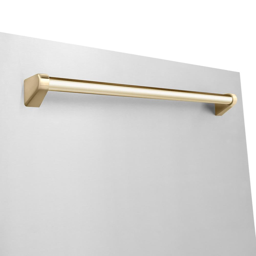 ZLINE Autograph Edition 36 in. Kitchen Package with Stainless Steel Dual Fuel Range, Range Hood, Dishwasher and Refrigerator with Polished Gold Accents (4KAPR-RARHDWM36-G)