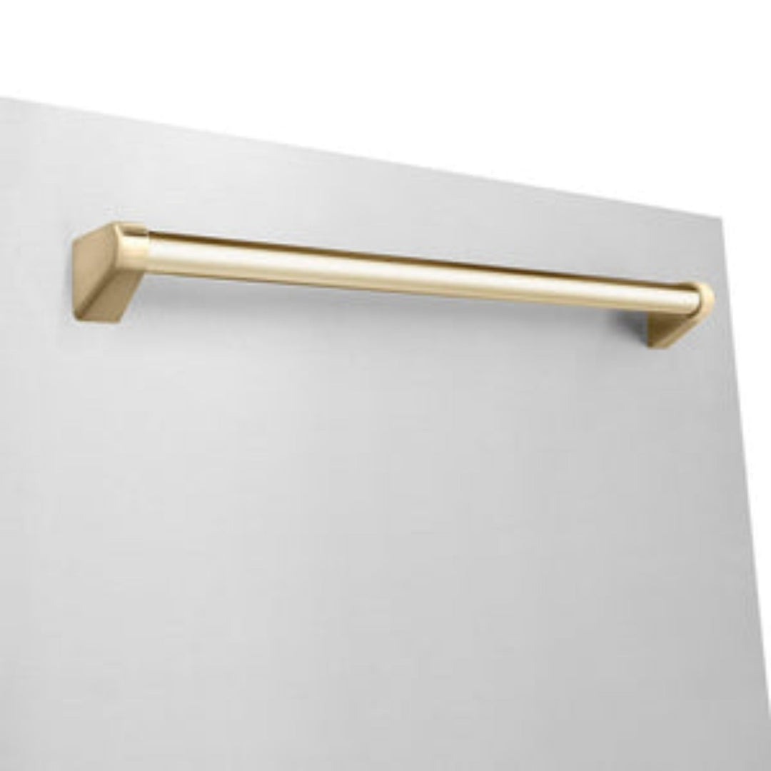 ZLINE 24" Autograph Edition  Monument Series 3rd Rack Top Touch Control Tall Tub Dishwasher in Stainless Steel with Polished Gold Handle