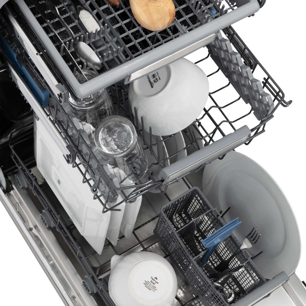 ZLINE 18 in. Tallac Series 3rd Rack Top Control Dishwasher in Custom Panel Ready with Stainless Steel Tub, 51dBa (DWV-18)