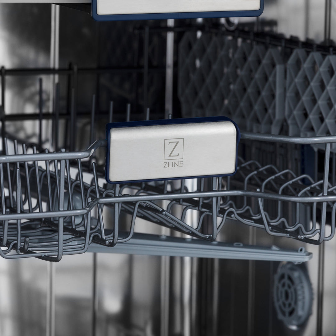 ZLINE 24" Tallac Series 3rd Rack Tall Tub Dishwasher in Black Stainless Steel with Stainless Steel Tub, 51dBa