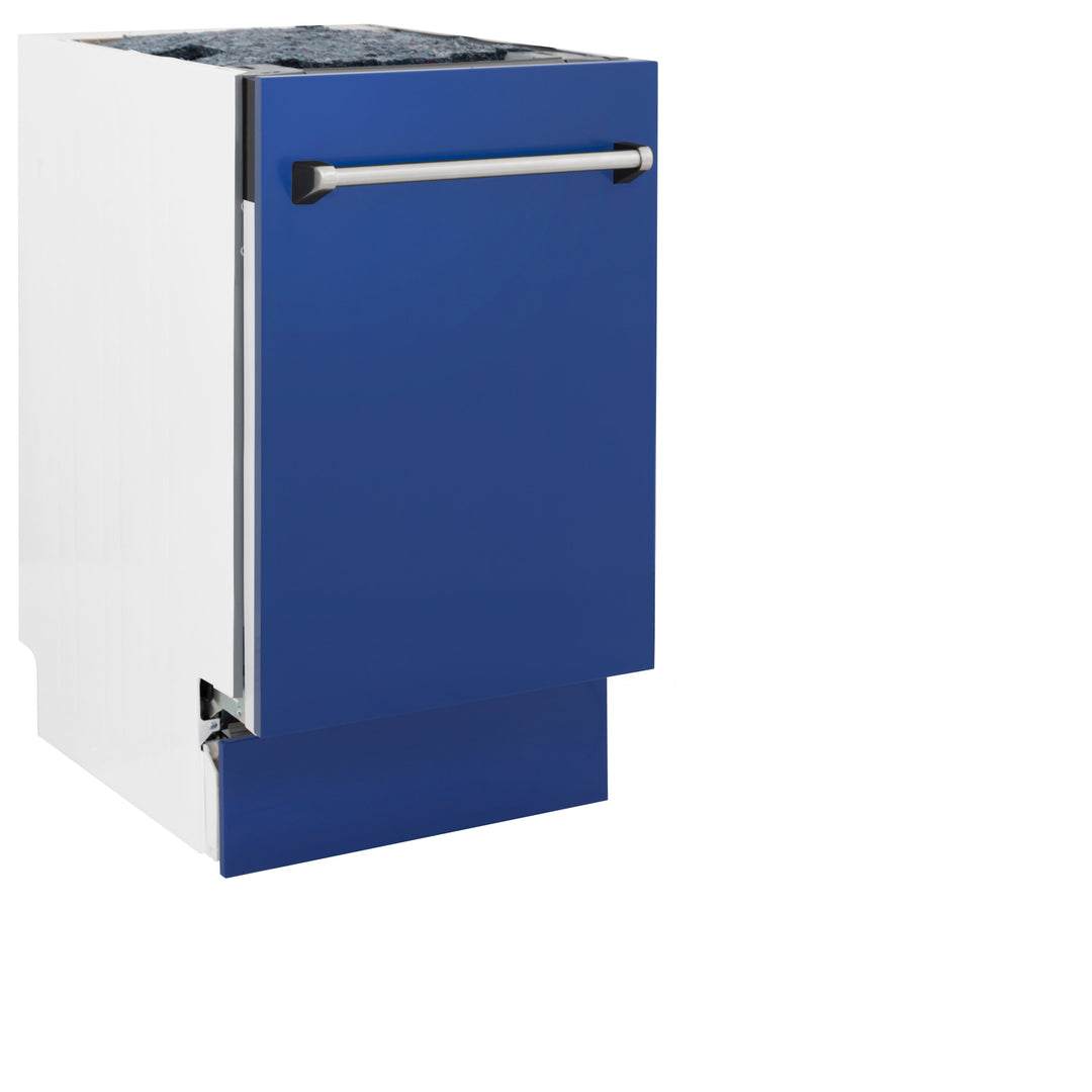 ZLINE 18 in. Tallac Series 3rd Rack Top Control Built-In Dishwasher in Blue Matte with Stainless Steel Tub, 51dBa (DWV-BM-18)