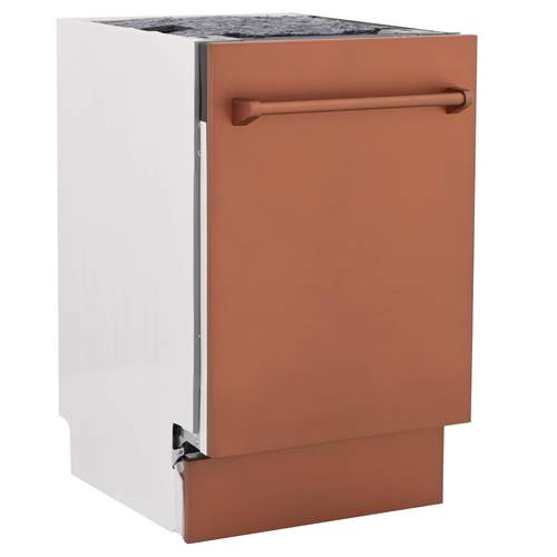 ZLINE 18" Compact Top Control Dishwasher in Custom Panel Ready Copper