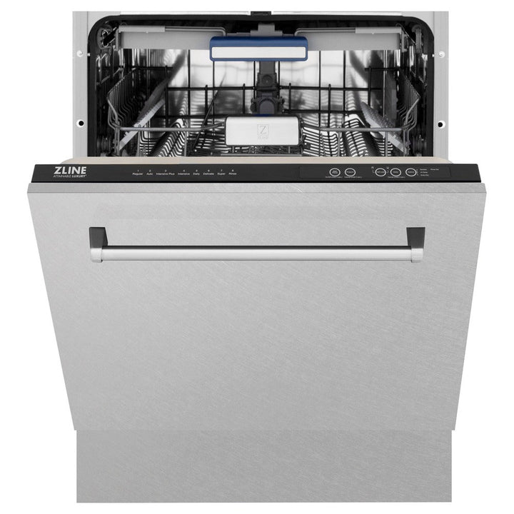 ZLINE 48 in. Kitchen Package with Satin Stainless Dual Fuel Range, Ducted Vent Range Hood and Tall Tub Dishwasher (3KP-RASRH48-DWV)