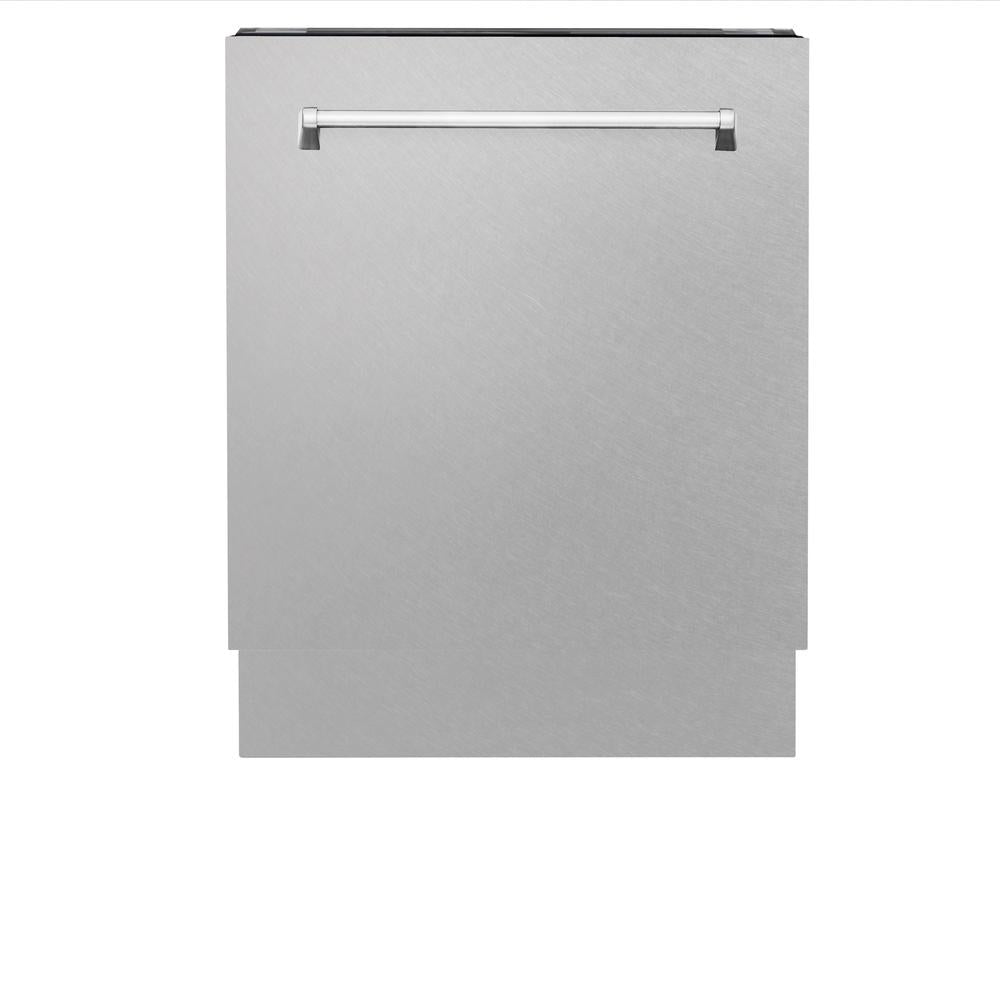 ZLINE 48 in. Kitchen Package with Satin Stainless Dual Fuel Range, Ducted Vent Range Hood and Tall Tub Dishwasher (3KP-RASRH48-DWV)