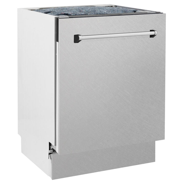 ZLINE 48 in. Kitchen Package with Satin Stainless Dual Fuel Range, Ducted Vent Range Hood and Tall Tub Dishwasher (3KP-RASRH48-DWV)