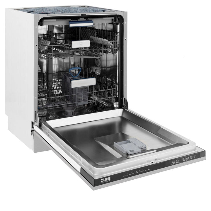 ZLINE 36 in. Kitchen Package with Satin Stainless Dual Fuel Range, Ducted Vent Range Hood and Tall Tub Dishwasher (3KP-RASRH36-DWV)