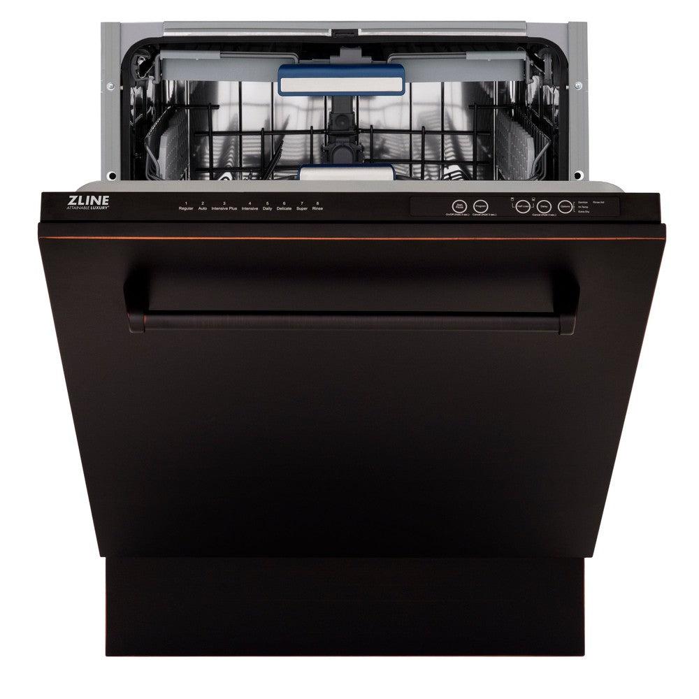 ZLINE 24 in. Tallac Series 3rd Rack Dishwasher with Oil-Rubbed Bronze Panel and Traditional Handle, 51dBa (DWV-ORB-24)