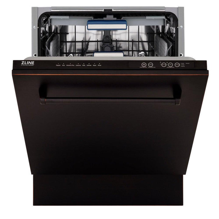 ZLINE 24 in. Tallac Series 3rd Rack Dishwasher with Oil-Rubbed Bronze Panel and Traditional Handle, 51dBa (DWV-ORB-24)