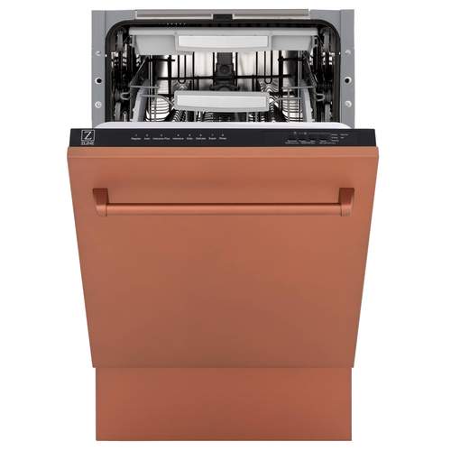 ZLINE 18" Compact Top Control Dishwasher in Custom Panel Ready Copper