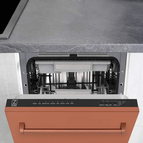 ZLINE 18" Compact Top Control Dishwasher in Custom Panel Ready Copper