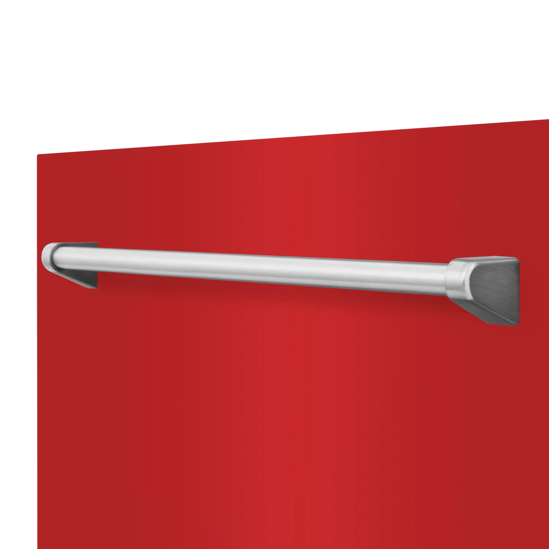 ZLINE 24" Monument Dishwasher Panel in Red Matte with Traditional Handle (DPMT-RM-24)