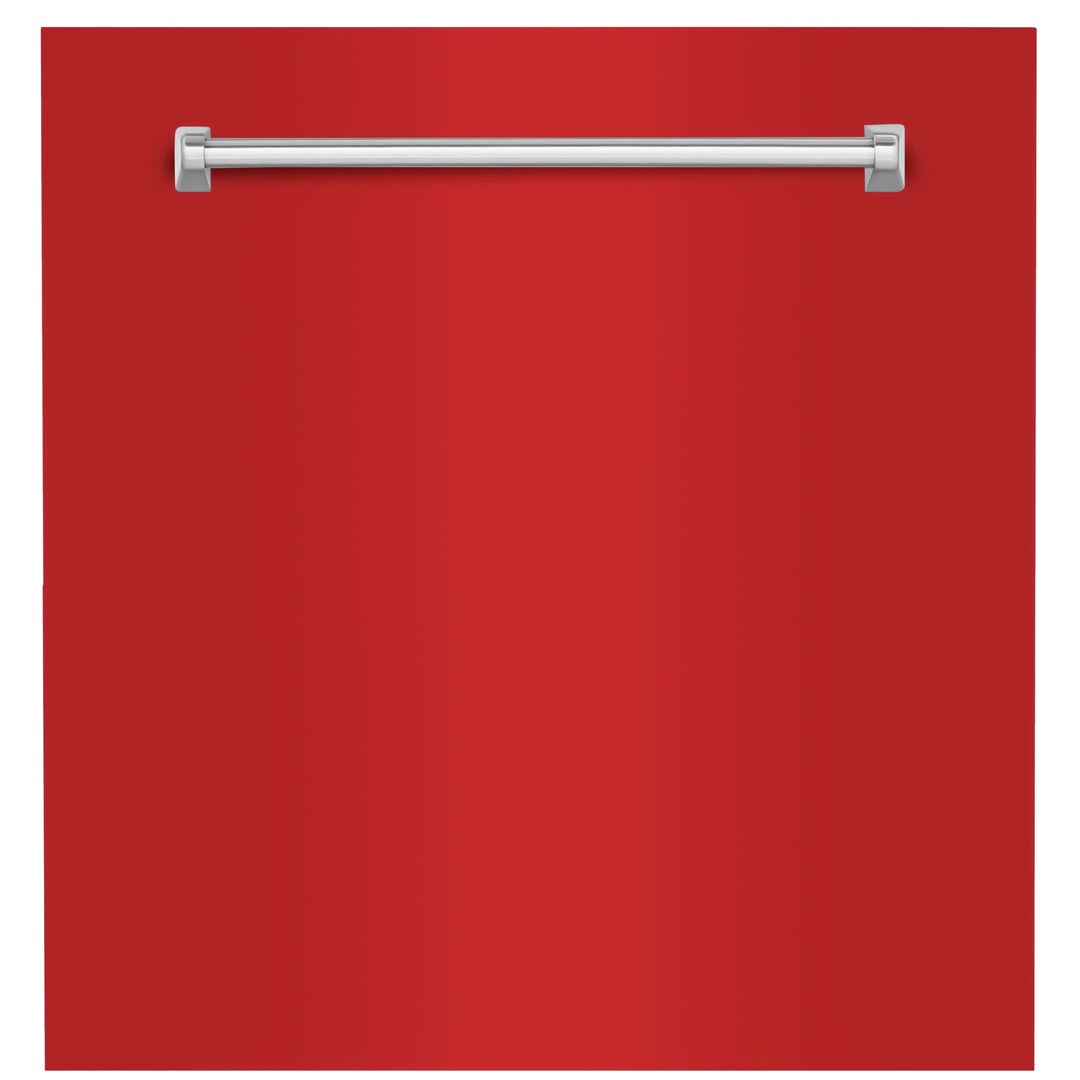 ZLINE 24" Monument Dishwasher Panel in Red Matte with Traditional Handle (DPMT-RM-24)