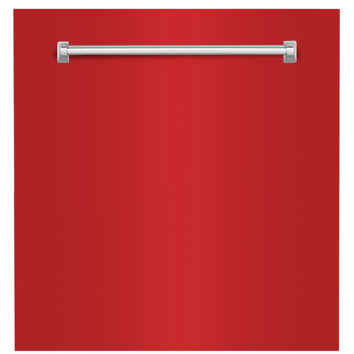 ZLINE 24" Monument Dishwasher Panel in Red Matte with Traditional Handle (DPMT-RM-24)