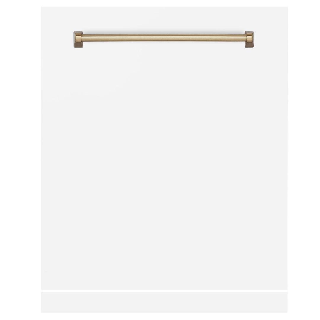 ZLINE Autograph Edition 24" Monument Dishwasher Panel in White Matte with Champagne Bronze Handle (DPMTZ-WM-24-CB)