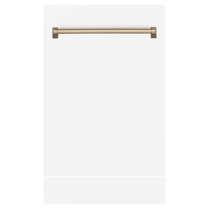 ZLINE 18 in. Autograph Edition Tallac Dishwasher Panel in White Matte with Champagne Bronze Handle (DPVZ-WM-18-CB)