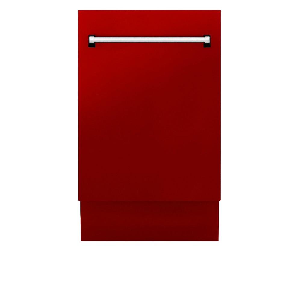ZLINE 18 in. Tallac Series 3rd Rack Top Control Dishwasher with a Stainless Steel Tub with Red Gloss Panel, 51dBa (DWV-RG-18)