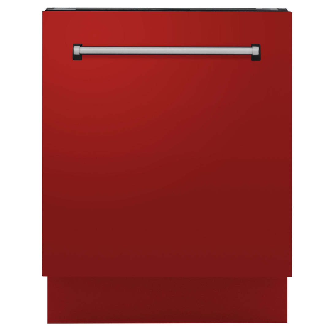 ZLINE 24" Top Control Tall Tub Dishwasher Custom Panel Ready Red Matte