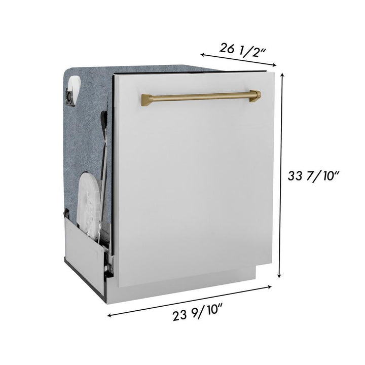 ZLINE Autograph Edition 48 in. Kitchen Package with Stainless Steel Dual Fuel Range, Range Hood and Dishwasher with Champagne Bronze Accents (3AKP-RARHDWM48-CB)