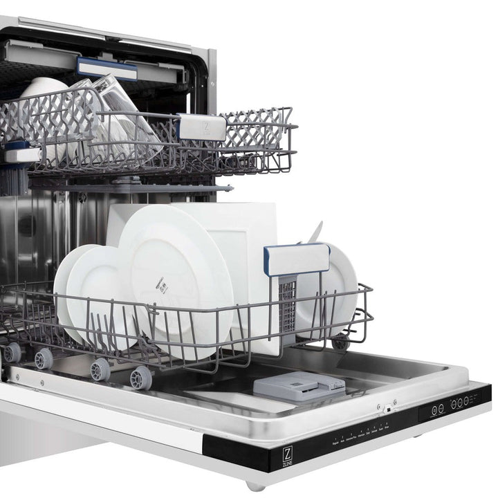 ZLINE Kitchen Package with Refrigerator, 30 in. Stainless Steel Rangetop, 30 in. Range Hood, 30 in. Single Wall Oven and 24 in. Tall Tub Dishwasher (5KPR-RTRH30-AWSDWV)