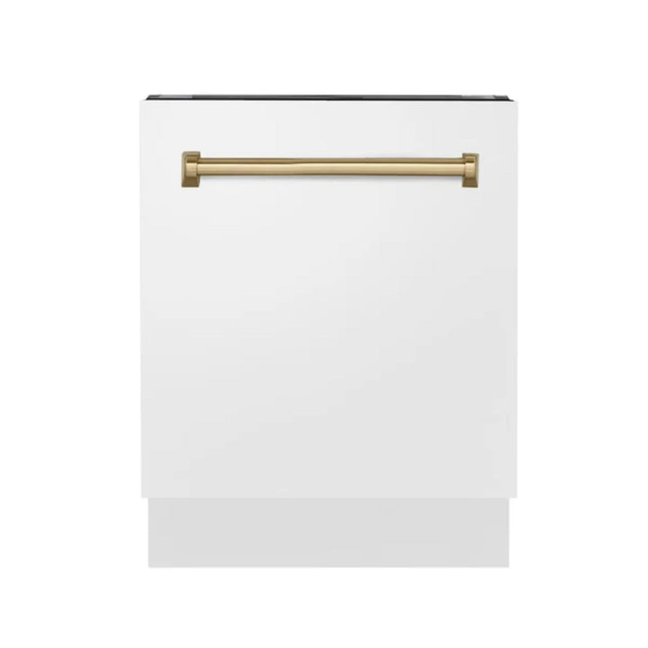 ZLINE Autograph Edition 24" Tallac Series 3rd Rack Top Touch Control Built-In Tall Tub Dishwasher in White Matte