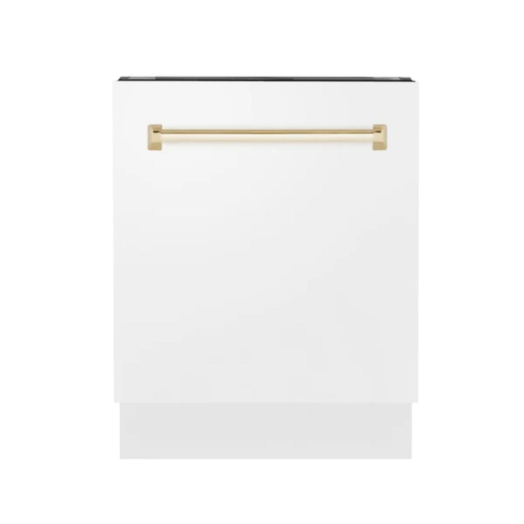 ZLINE Autograph Edition 24" Tallac Series 3rd Rack Top Touch Control Built-In Tall Tub Dishwasher in White Matte