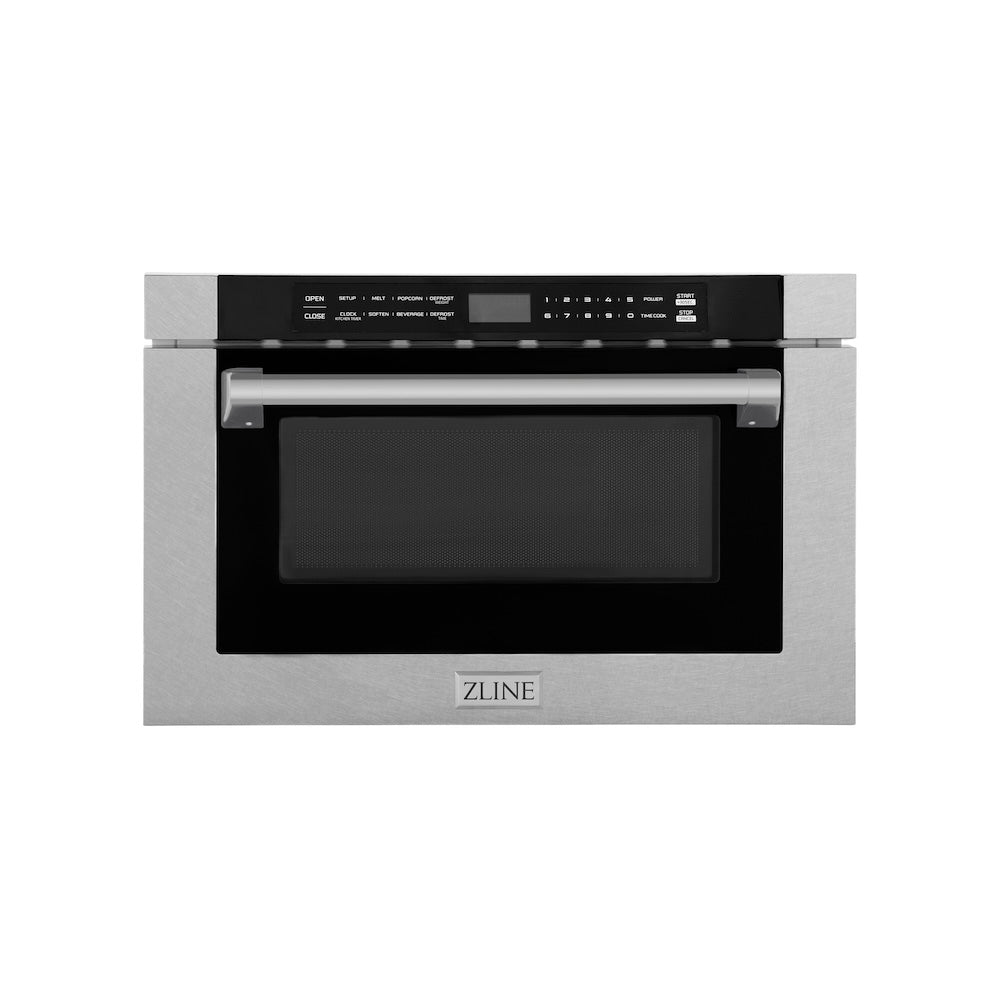 ZLINE 24 in. 1.2 cu. ft. Built-in Microwave Drawer with a Traditional Handle in Satin Stainless Steel, Open Box-Excellent Condition