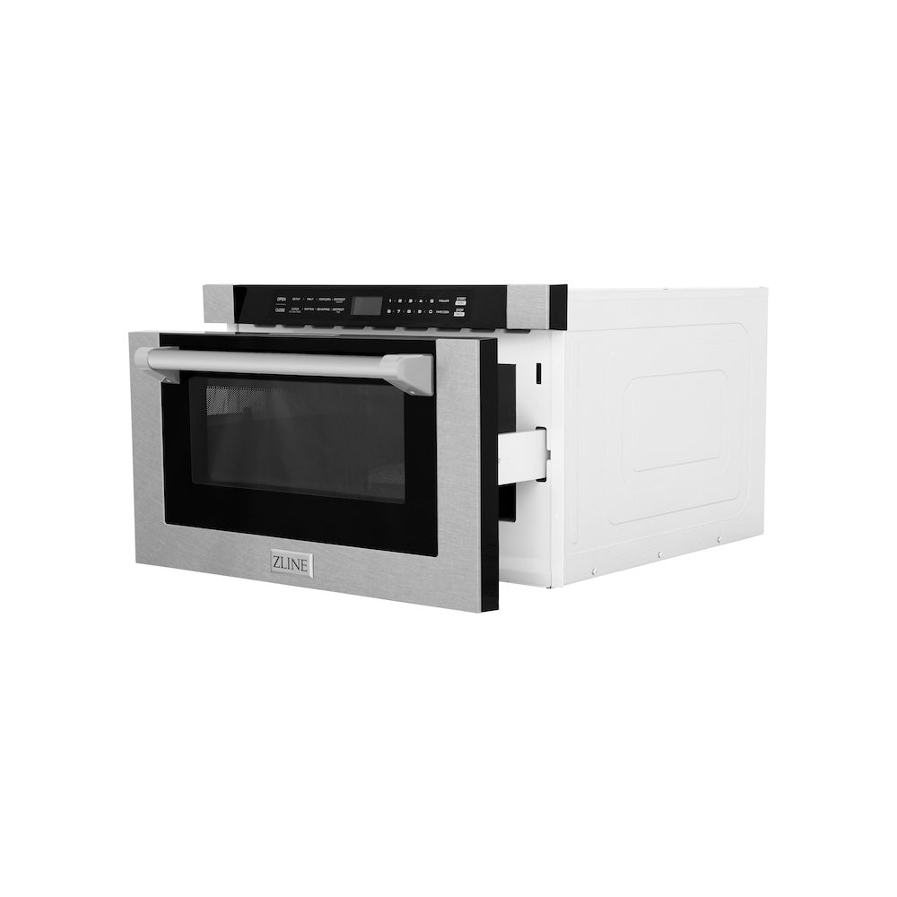 ZLINE 24 in. 1.2 cu. ft. Built-in Microwave Drawer with a Traditional Handle in Satin Stainless Steel, Open Box-Excellent Condition