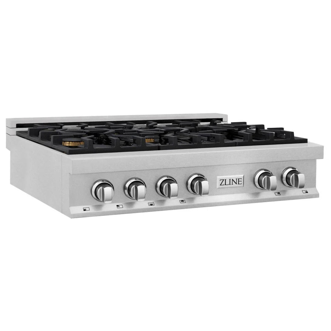 ZLINE Legacy Gas Rangetops in Satin Stainless Steel with Brass Burners &amp; Griddle – 30", 36", &amp; 48"