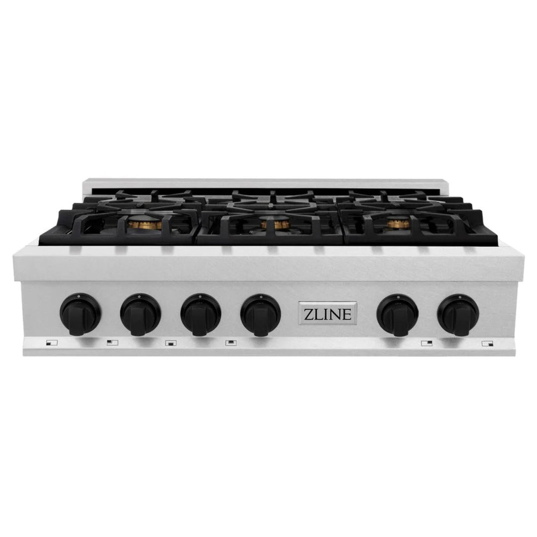 ZLINE Autograph Edition Legacy Gas Rangetops in Satin Stainless Steel with Matte Black Accents