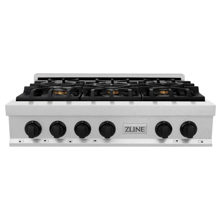 ZLINE Autograph Edition Legacy Gas Rangetops in Satin Stainless Steel with Matte Black Accents