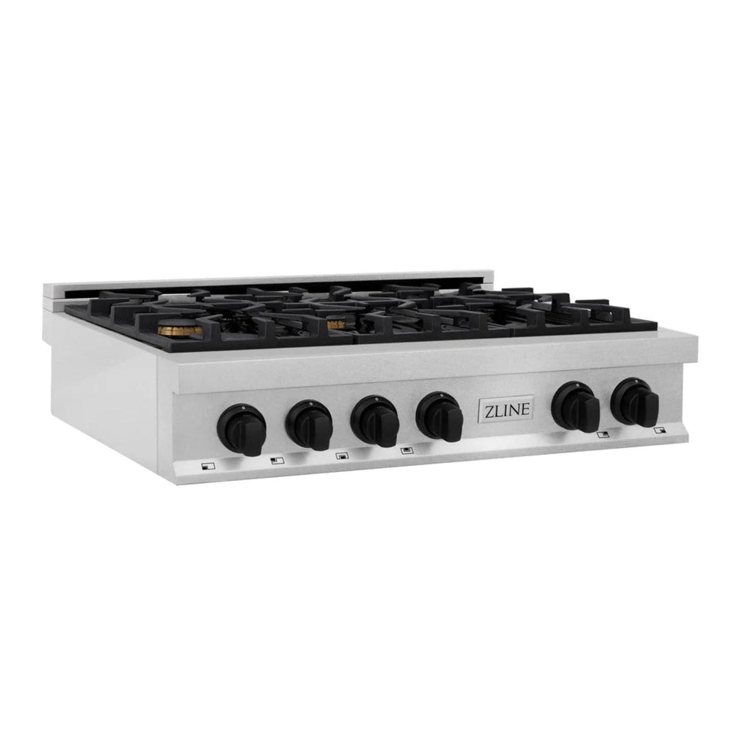 ZLINE Autograph Edition Legacy Gas Rangetops in Satin Stainless Steel with Matte Black Accents