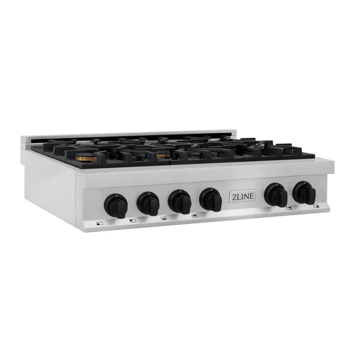 ZLINE Autograph Edition Legacy Gas Rangetops in Satin Stainless Steel with Matte Black Accents