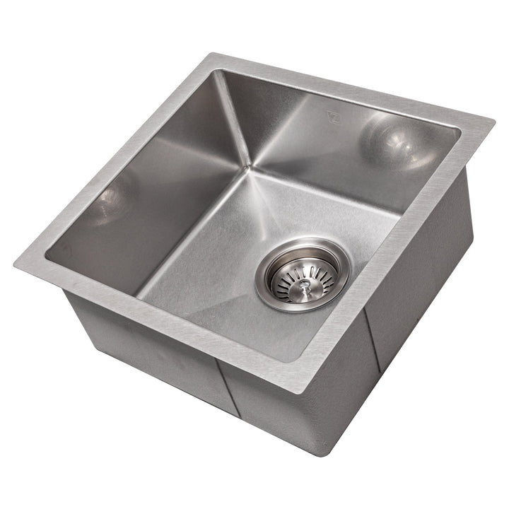 ZLINE 15 in. Boreal Undermount Single Bowl DuraSnow® Stainless Steel Bar Kitchen Sink, SUS-15S